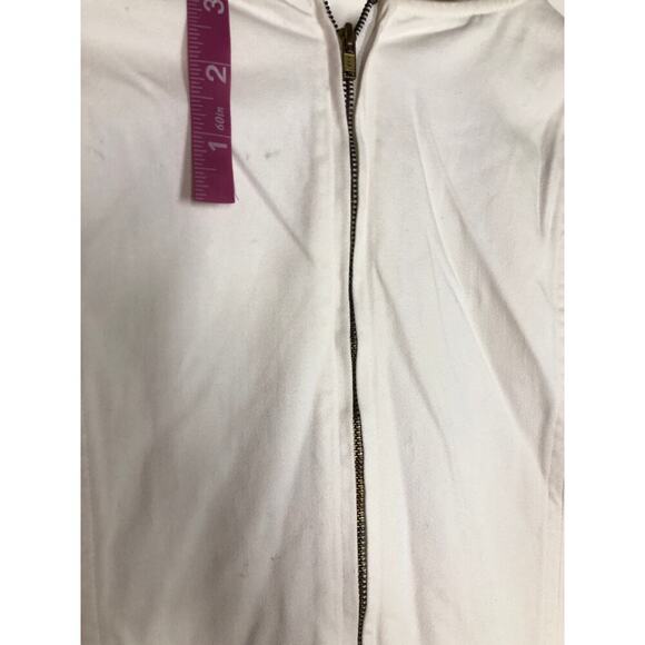 AMUR Beba Dress Sleeveless Button-Front Mini Organic Cotton Blend Denim White 8 - Picture 5 of 8